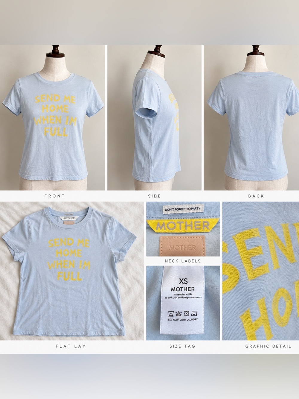 MOTHER The Boxy Goodie Goodie Send Me Home Graphic Tee Blue - XS